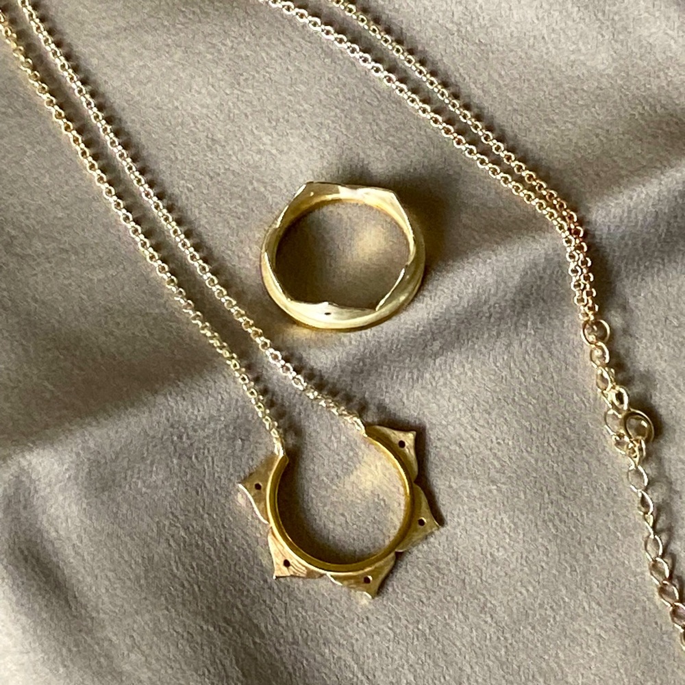 Cute Two tone Sterling Necklace & Ring Set